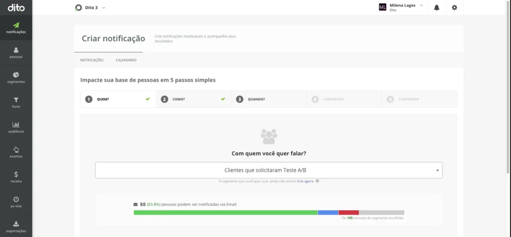 Teste A/B com a Dito