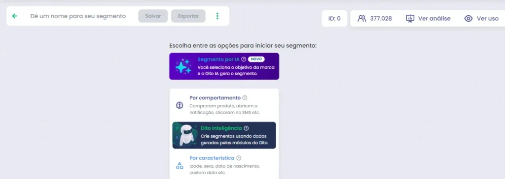 Segmentações do CRM para E-commerce da Dito