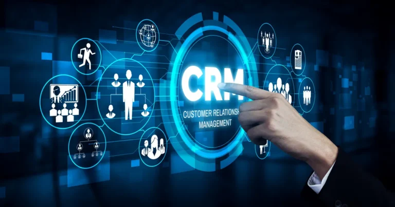 Imagem futurista representando uma ferramenta de CRM e seus benefícios.