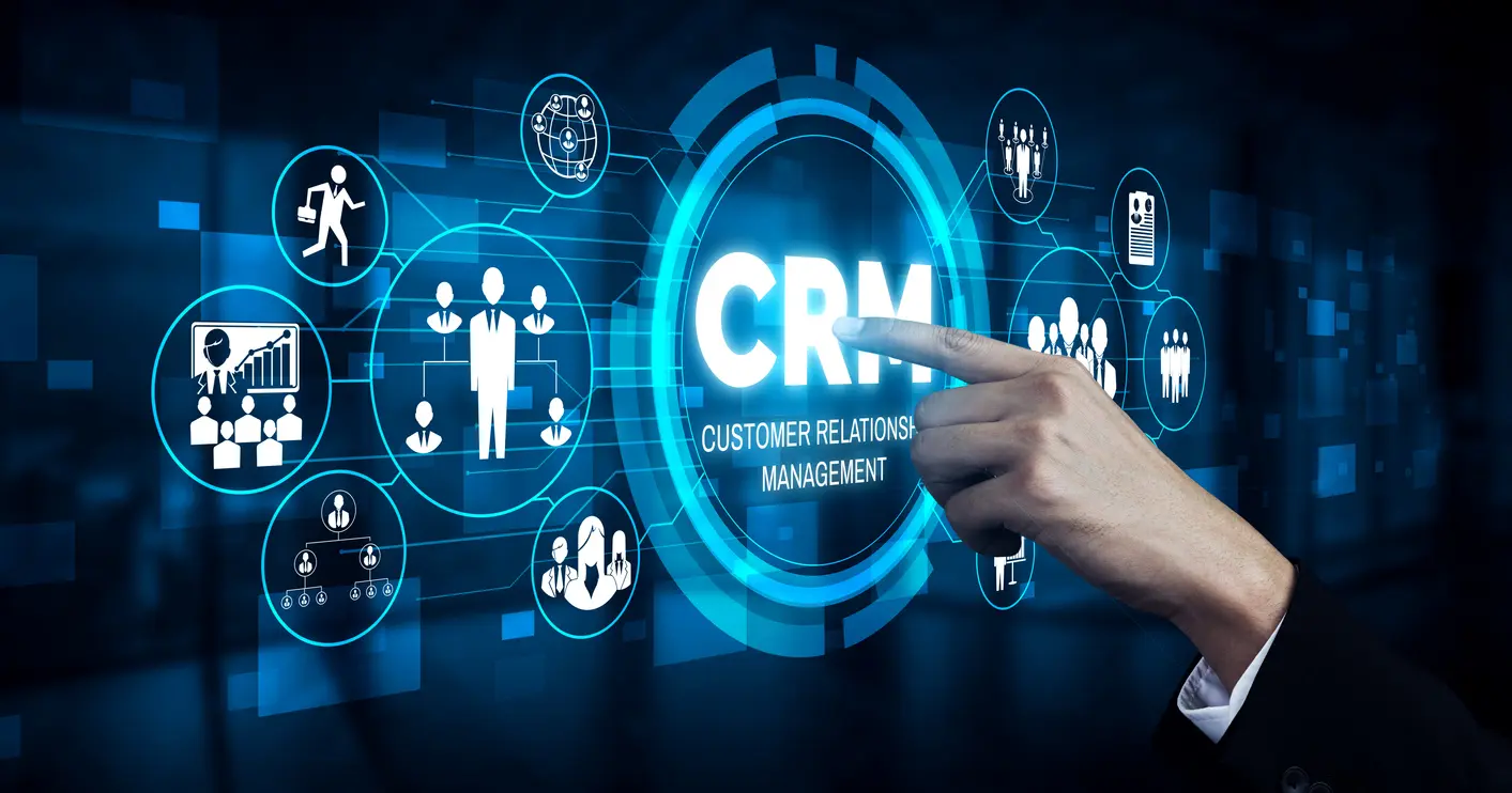 Imagem futurista representando uma ferramenta de CRM e seus benefícios.