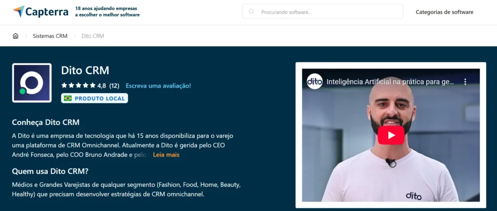 Avaliação de CRM no Capterra